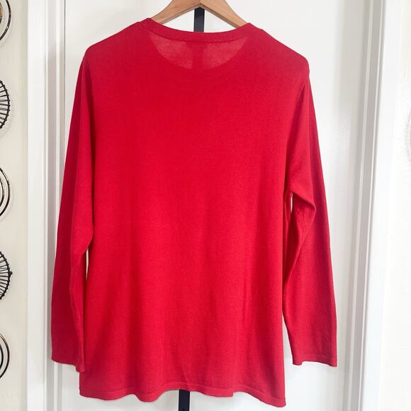 J Jill Womens Crew Neck Lightweight Tunic Sweater - Red, Size XL - Picture 2 of 7